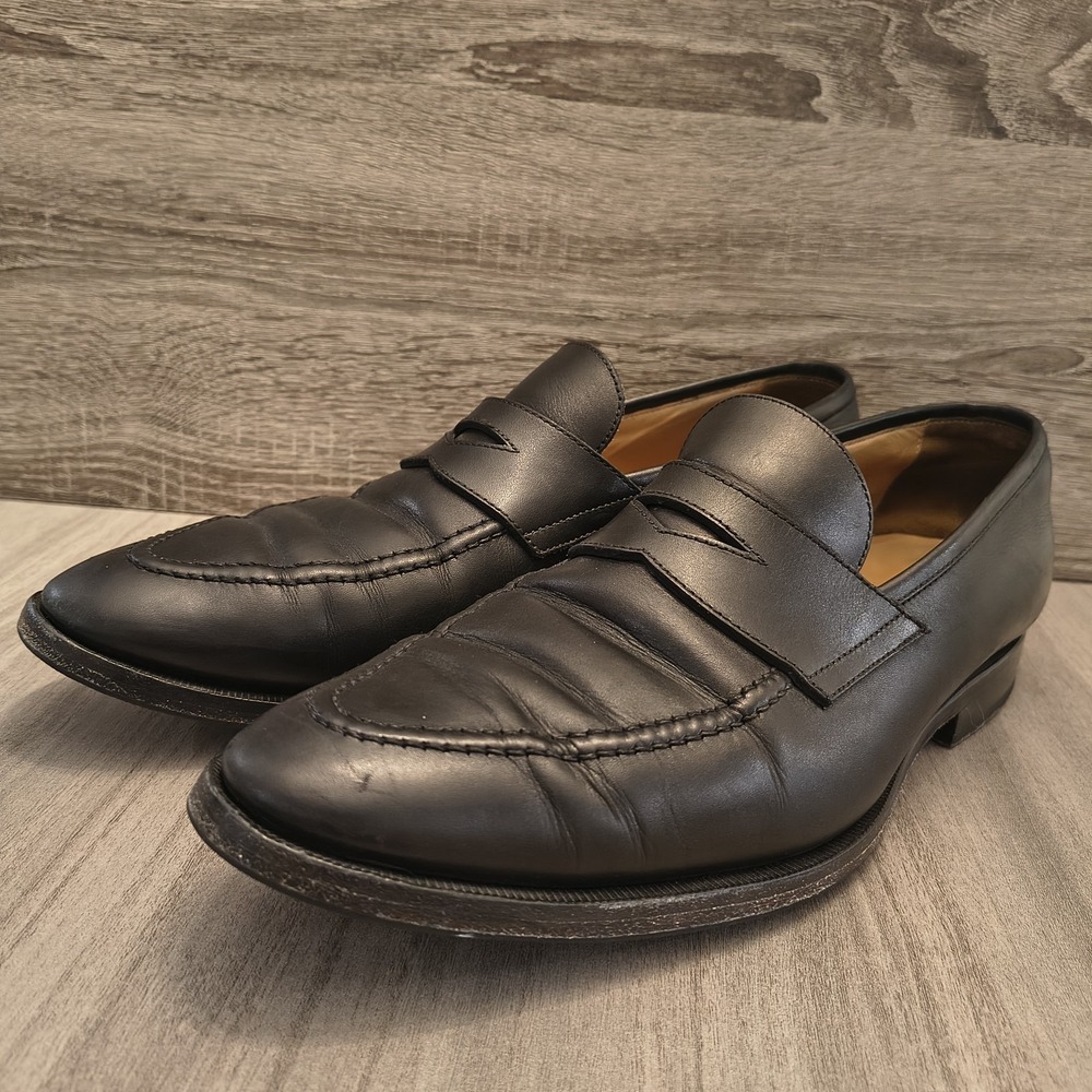 Mens‎ Suitsupply Black Leather Penny Loafers Shoes Size UK11 US12 EU45